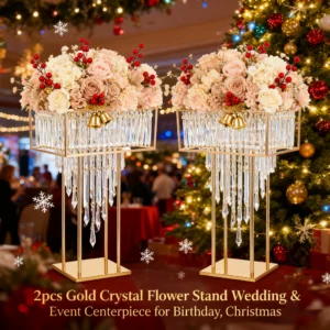 Modern 2pcs Gold Crystal Flower Stand