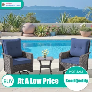 Premium outdoor swivel rocking chairs set of 2 with 4”thick cushions