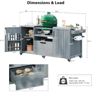 Outdoor Kitchen Island for Big Green Egg Grills